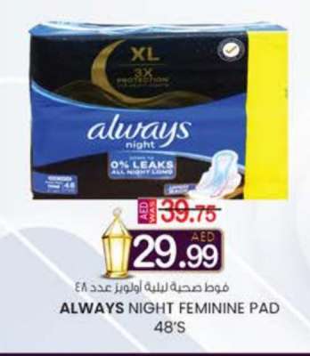 ALWAYS NIGHT FEMININE PAD 48'S